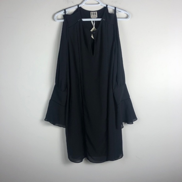 Haute Hippie Bessie Cutout Sleeve Black Dress NWT - Picture 2 of 5